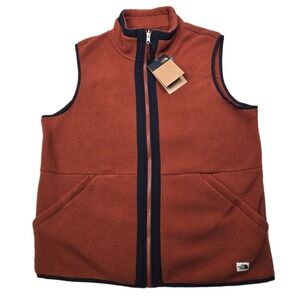 The North Face Carbondale Vest Mens Large Rust Orange Fleece Full Zip NEW